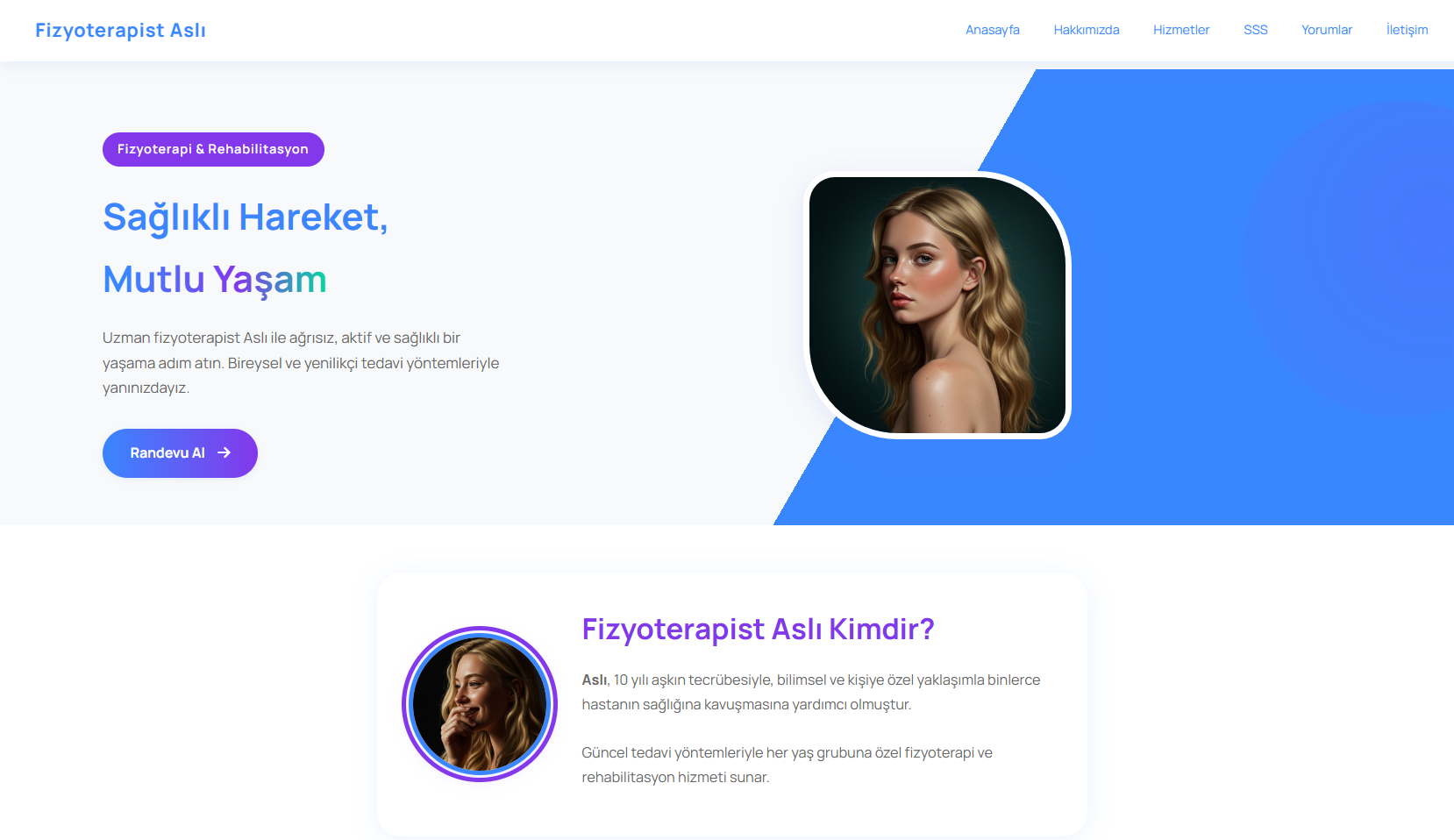 Aslı - Fizyoterapi ve Sağlık Kliniği Web Teması